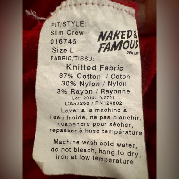 Naked and famous tonal red striped long sleeve knit t-shirt - Picture 3 of 3